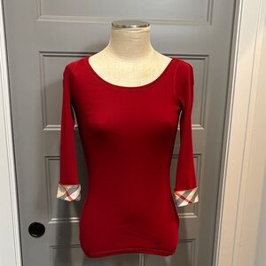 Burberry Women's Red 3/4 Sleeve Top
